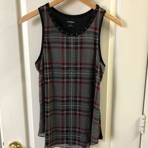 Express plaid semi-sheer tank